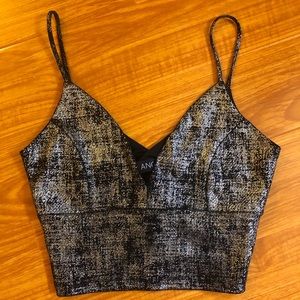 Gold and black shimmery top